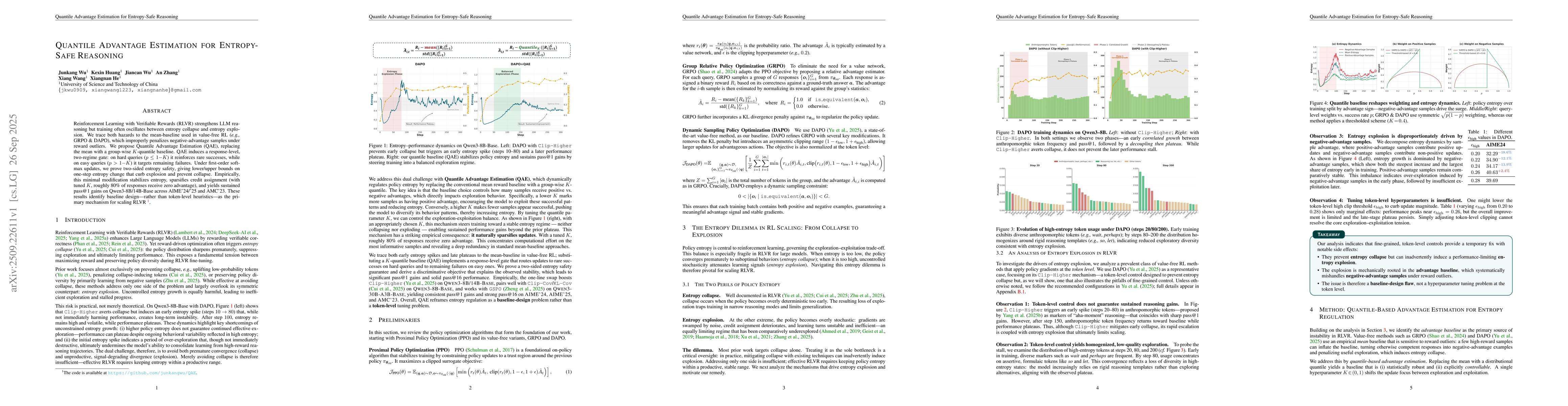 Thumbnail for Quantile Advantage Estimation for Entropy-Safe Reasoning