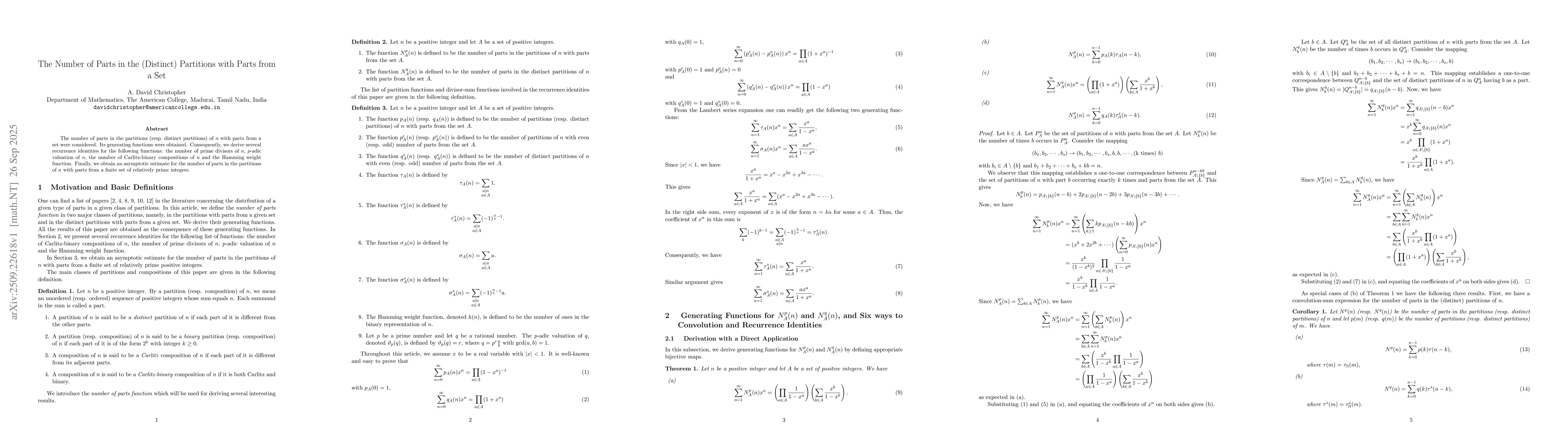 Thumbnail for The Number of Parts in the (Distinct) Partitions With Parts From a Set