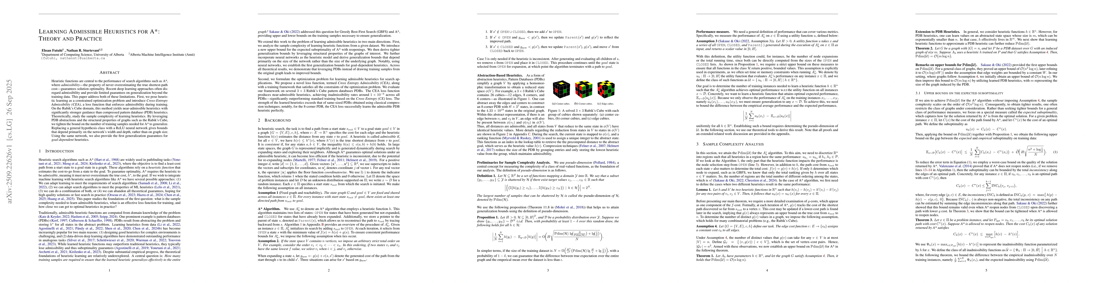 Thumbnail for Learning Admissible Heuristics for A*: Theory and Practice