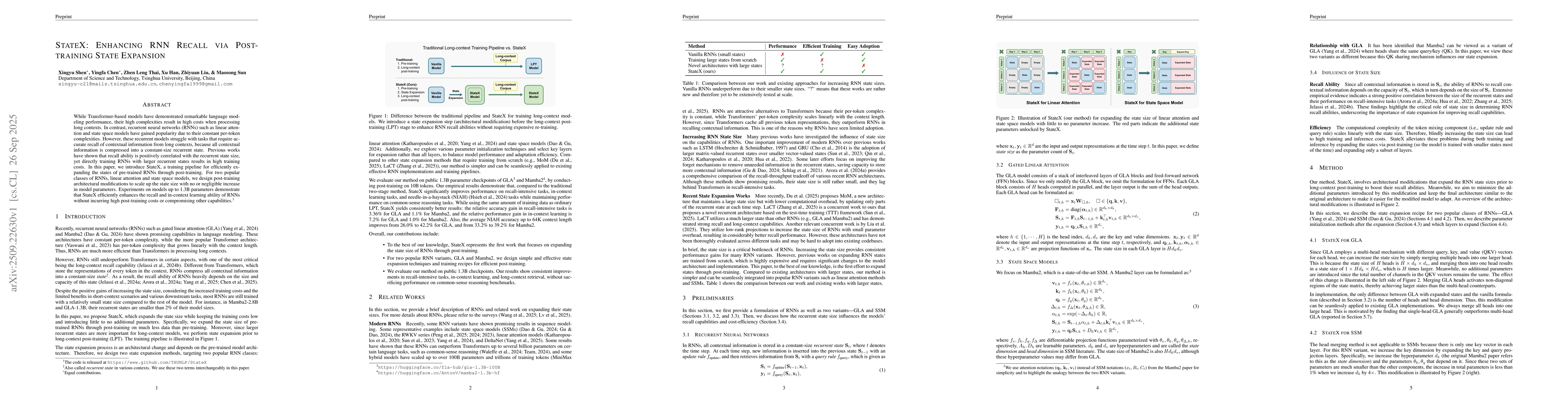 Thumbnail for StateX: Enhancing RNN Recall via Post-training State Expansion