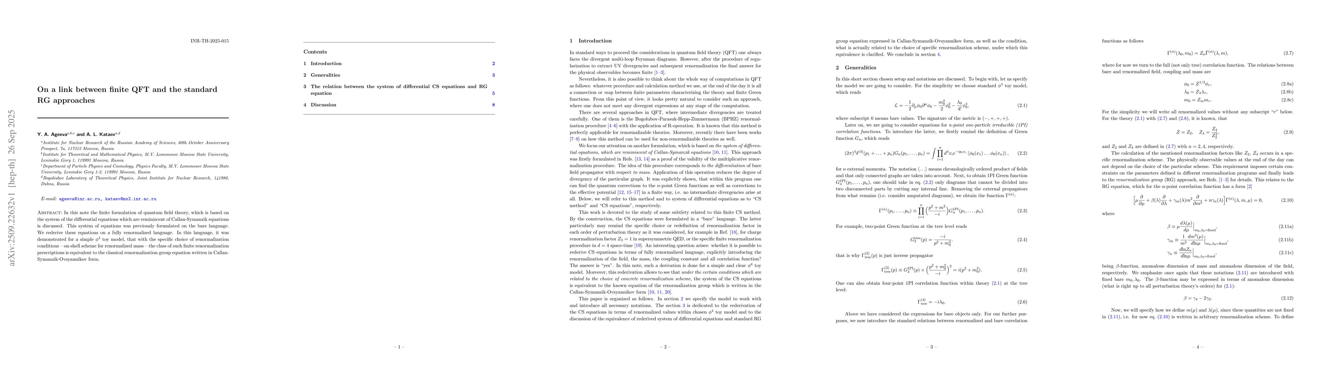 Thumbnail for On a link between finite QFT and the standard RG approaches