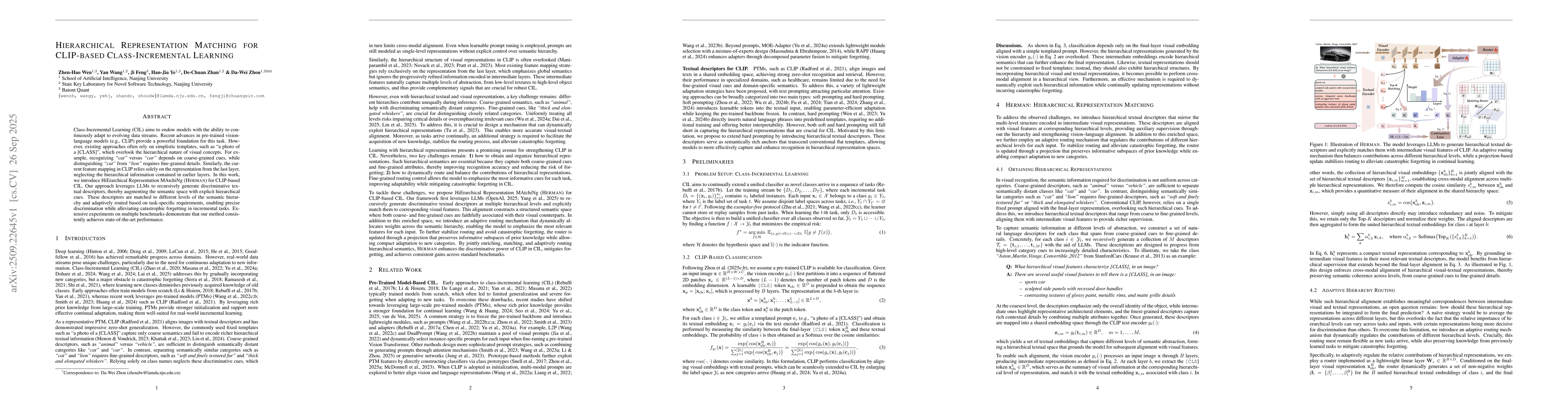 Thumbnail for Hierarchical Representation Matching for CLIP-based Class-Incremental
  Learning