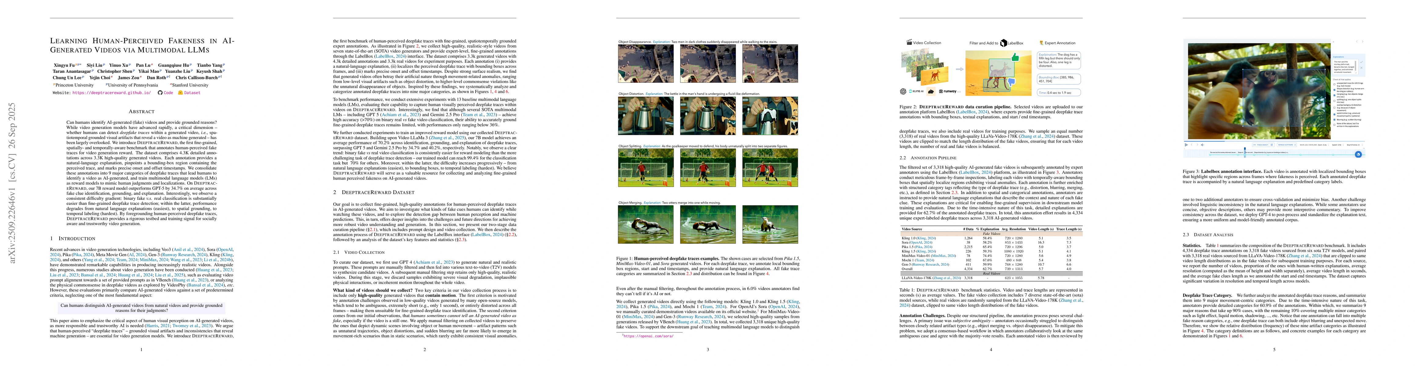 Thumbnail for Learning Human-Perceived Fakeness in AI-Generated Videos via Multimodal
  LLMs
