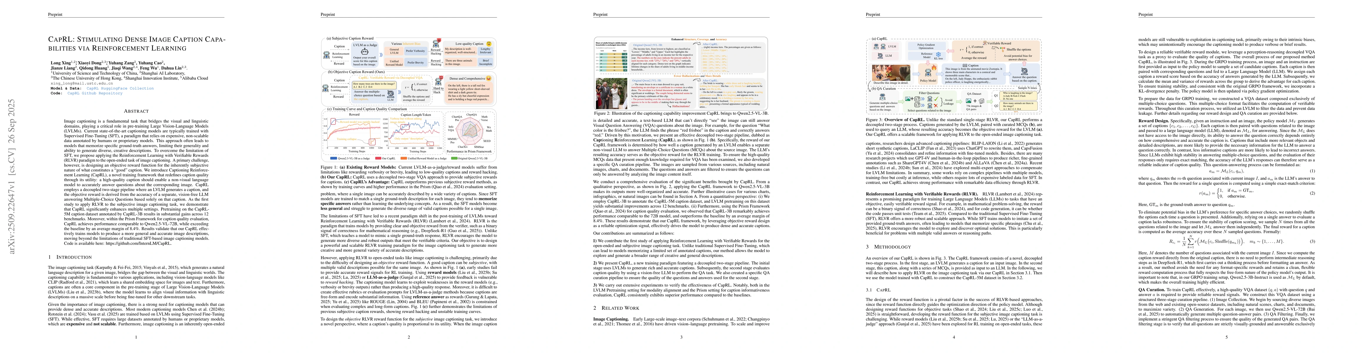 Thumbnail for CapRL: Stimulating Dense Image Caption Capabilities via Reinforcement
  Learning
