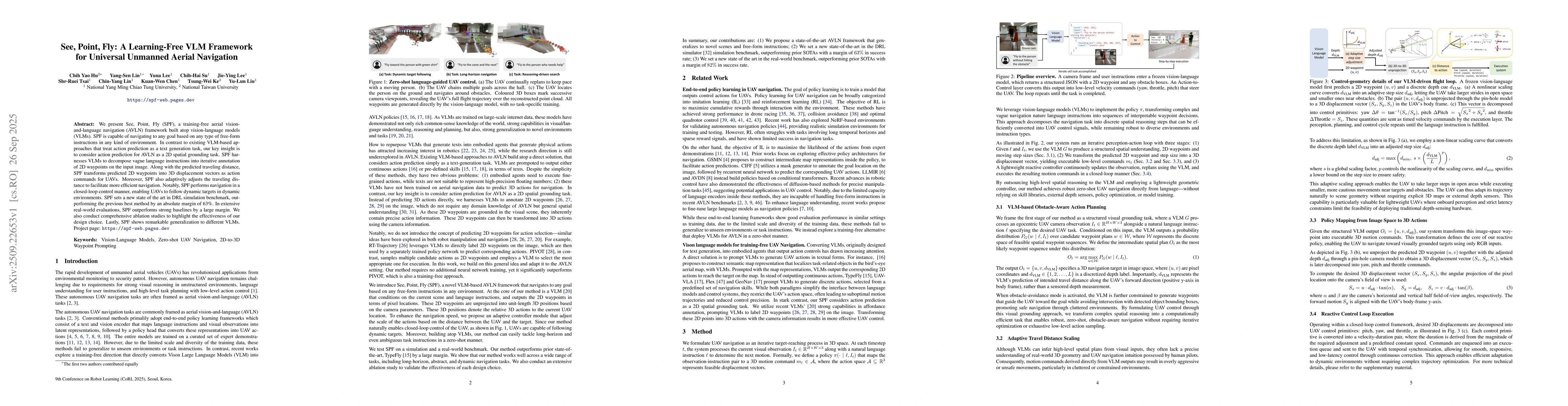Thumbnail for See, Point, Fly: A Learning-Free VLM Framework for Universal Unmanned
  Aerial Navigation