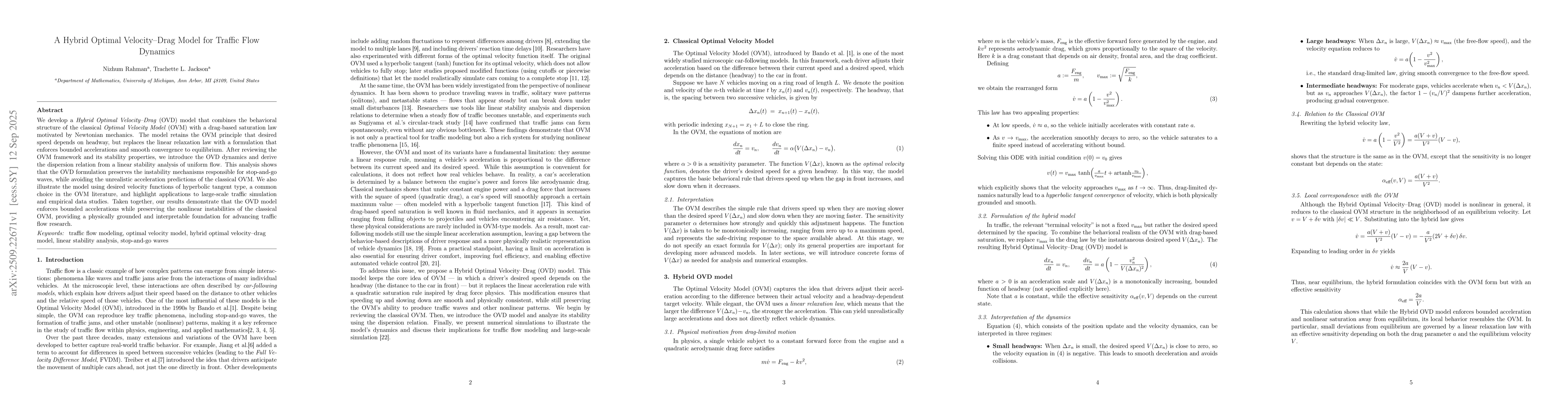 Thumbnail for A Hybrid Optimal Velocity Drag Model for Traffic Flow Dynamics