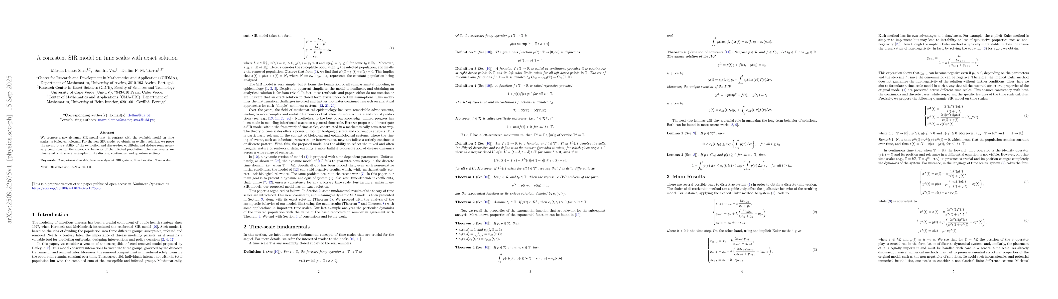 Thumbnail for A consistent SIR model on time scales with exact solution