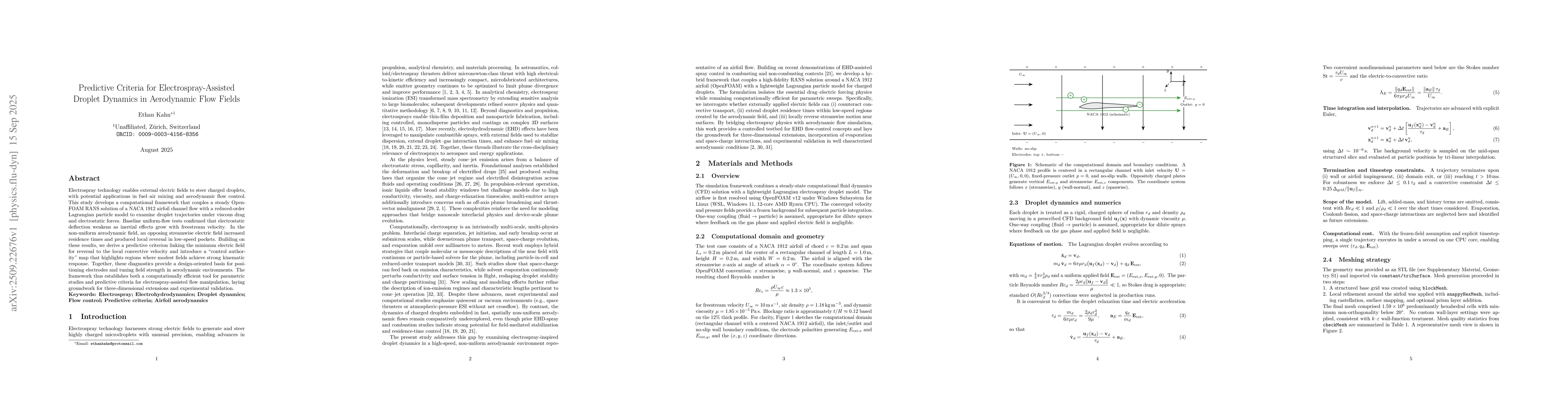 Thumbnail for Predictive Criteria for Electrospray-Assisted Droplet Dynamics in
  Aerodynamic Flow Fields