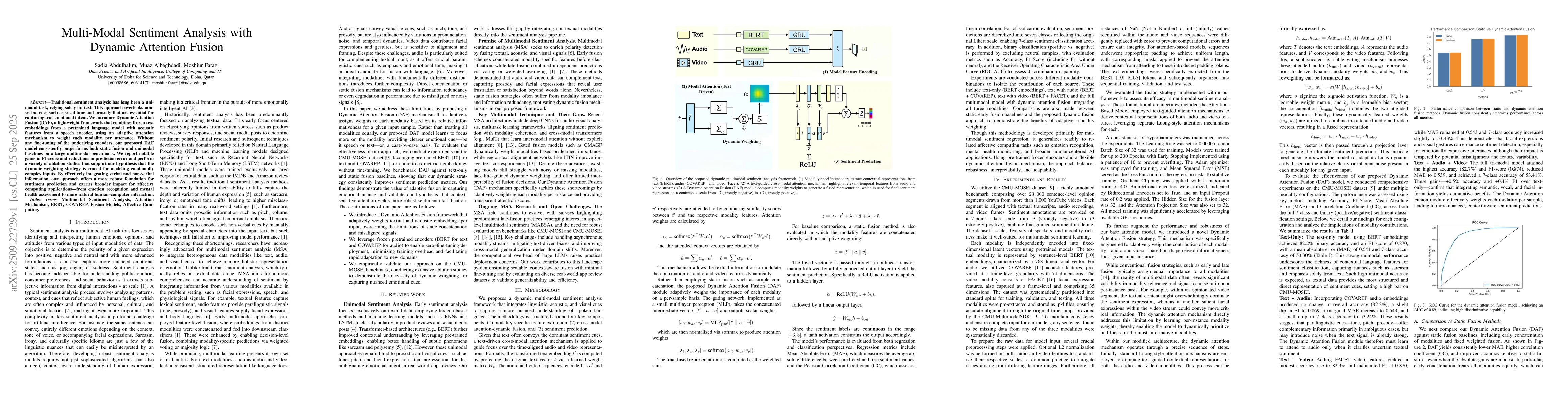 Thumbnail for Multi-Modal Sentiment Analysis with Dynamic Attention Fusion