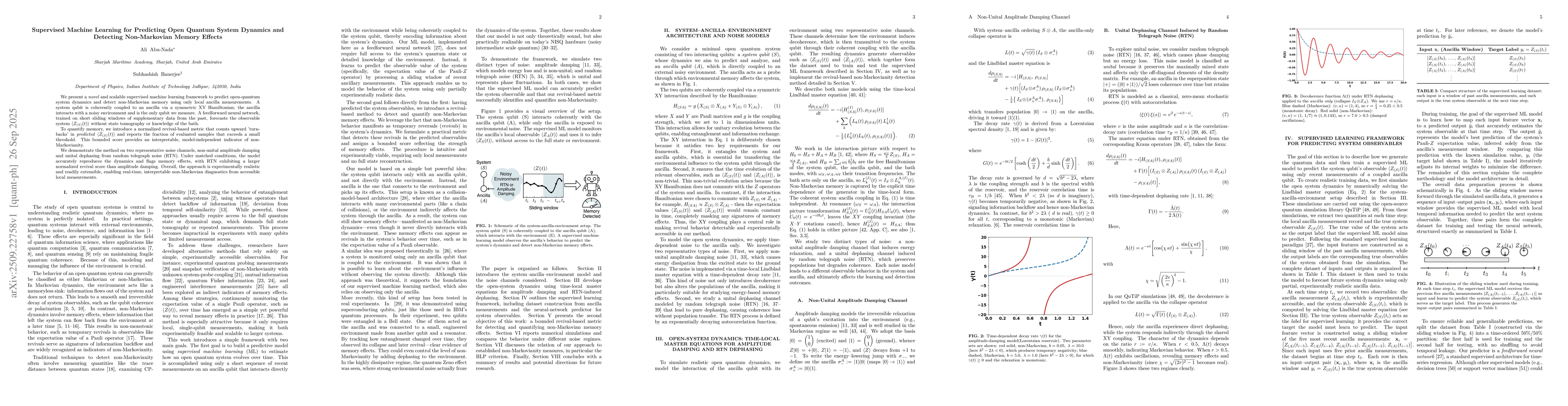 Thumbnail for Supervised Machine Learning for Predicting Open Quantum System Dynamics
  and Detecting Non-Markovian Memory Effects