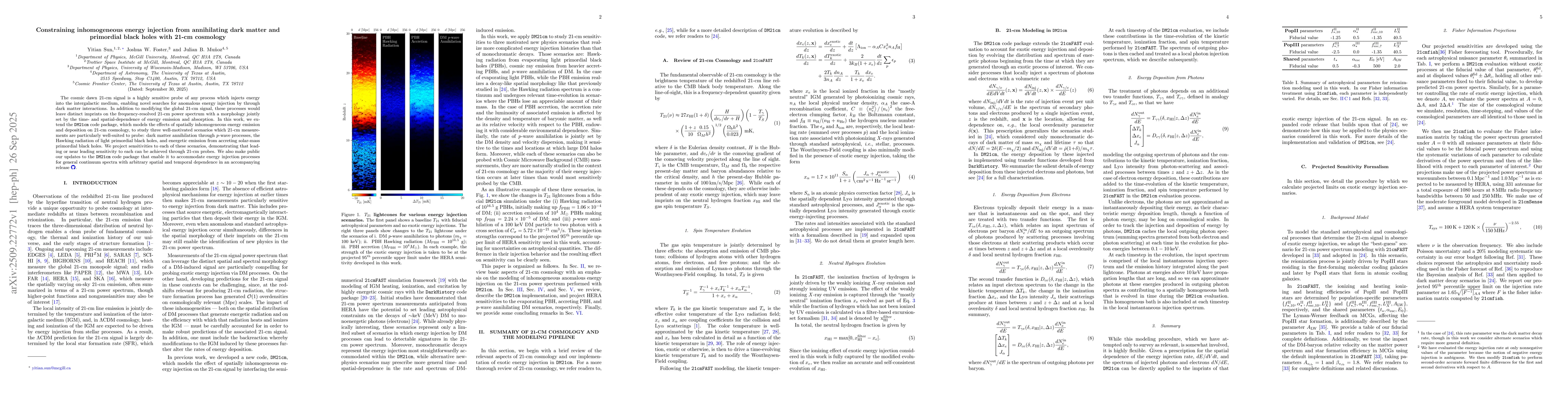 Thumbnail for Constraining inhomogeneous energy injection from annihilating dark
  matter and primordial black holes with 21-cm cosmology