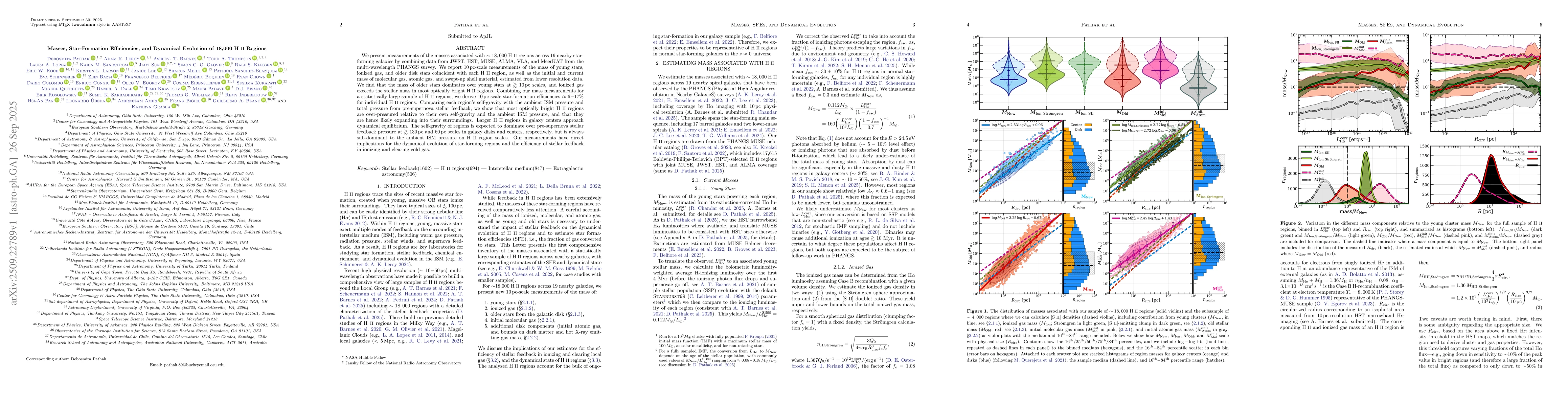Thumbnail for Masses, Star-Formation Efficiencies, and Dynamical Evolution of 18,000
  HII Regions