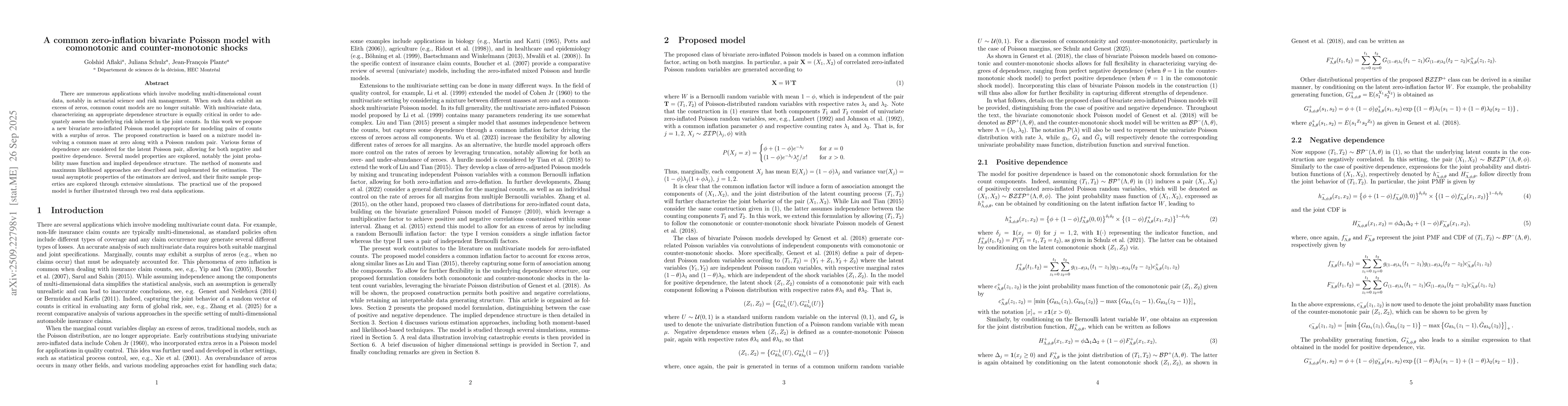 Thumbnail for A common zero-inflation bivariate Poisson model with comonotonic and
  counter-monotonic shocks
