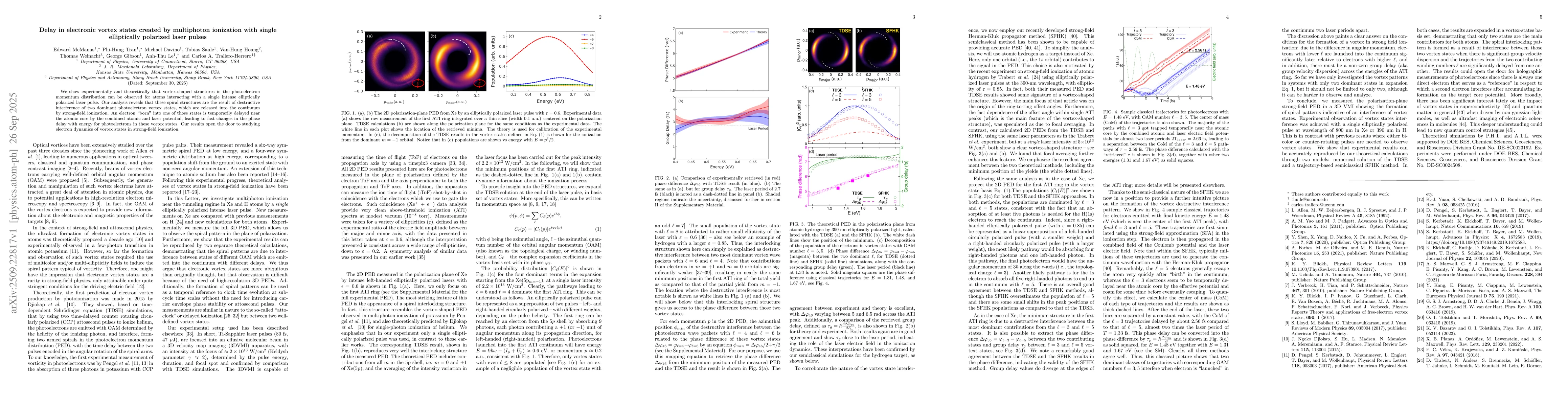 Thumbnail for Delay in electronic vortex states created by multiphoton ionization with
  single elliptically polarized laser pulses