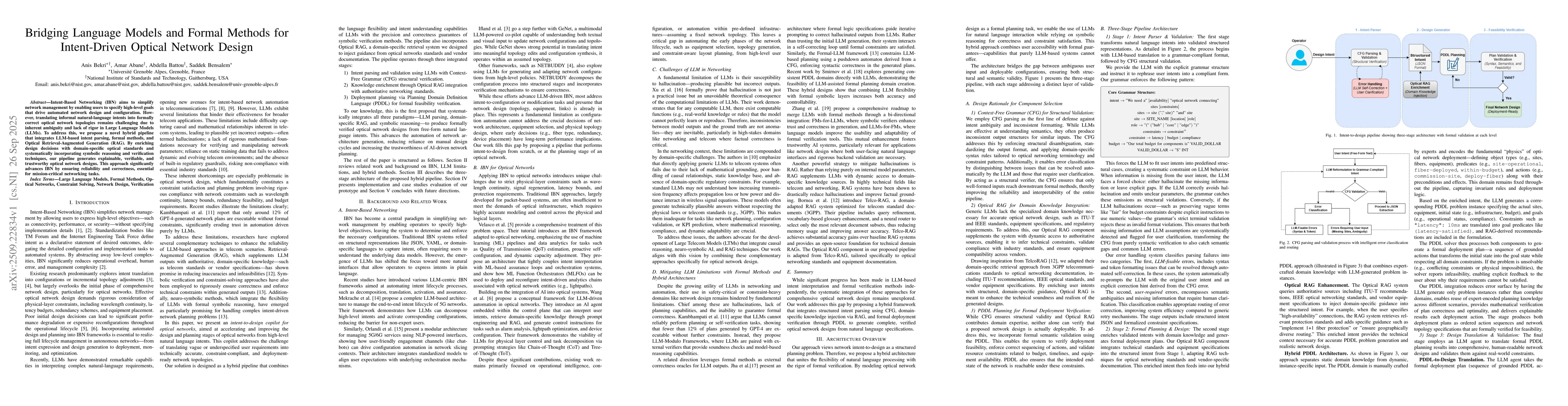 Thumbnail for Bridging Language Models and Formal Methods for Intent-Driven Optical
  Network Design