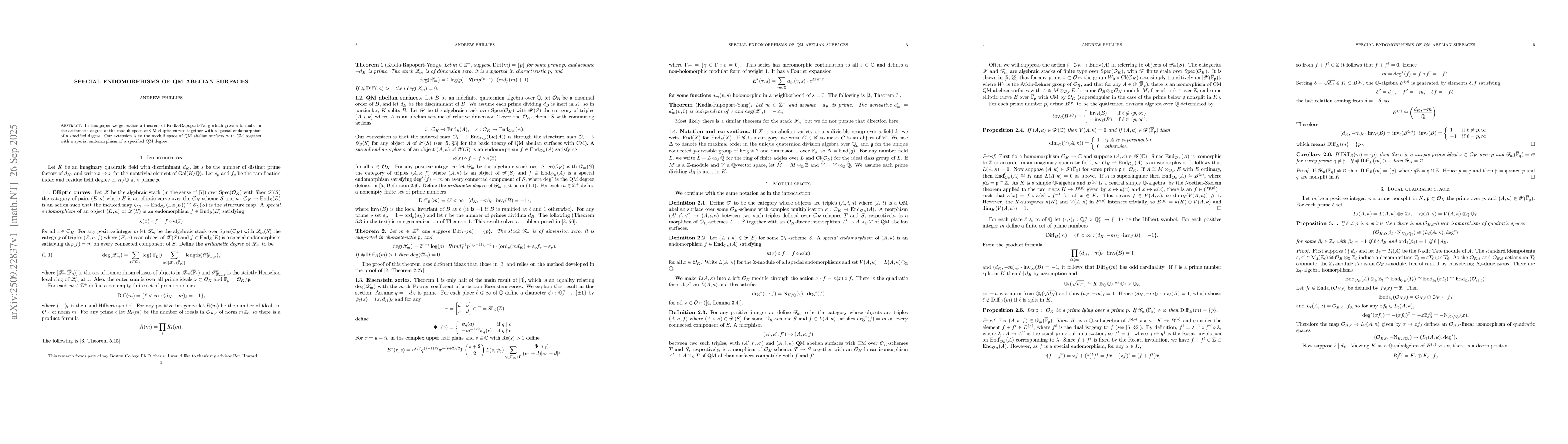 Thumbnail for Special endomorphisms of QM abelian surfaces
