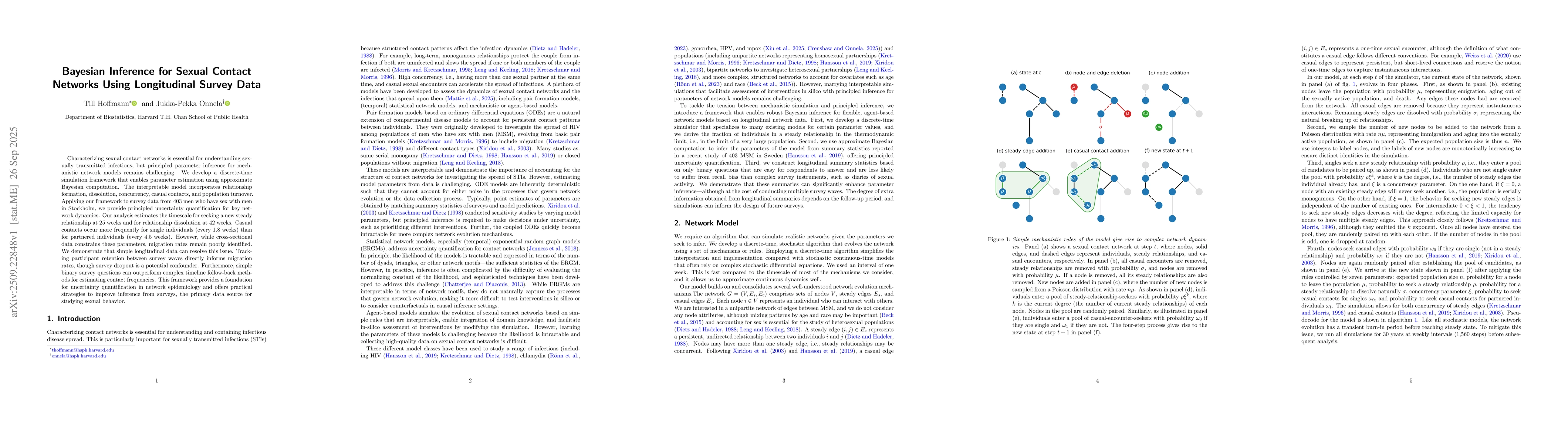 Thumbnail for Bayesian Inference for Sexual Contact Networks Using Longitudinal Survey
  Data