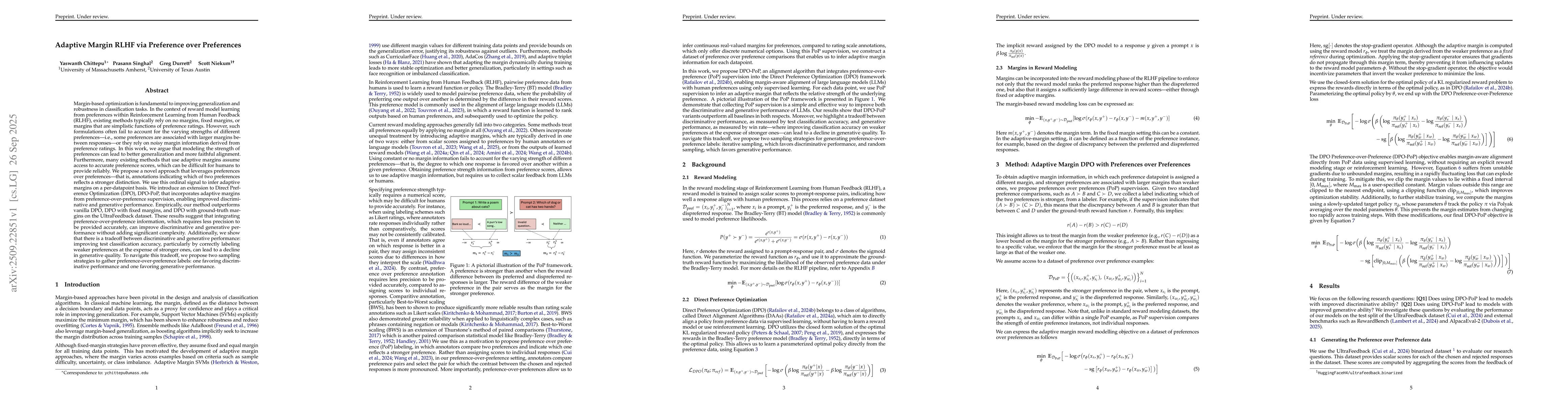 Thumbnail for Adaptive Margin RLHF via Preference over Preferences
