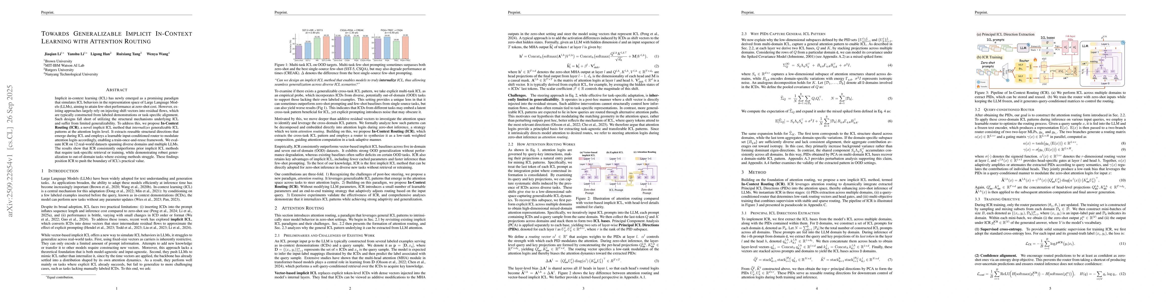 Thumbnail for Towards Generalizable Implicit In-Context Learning with Attention
  Routing