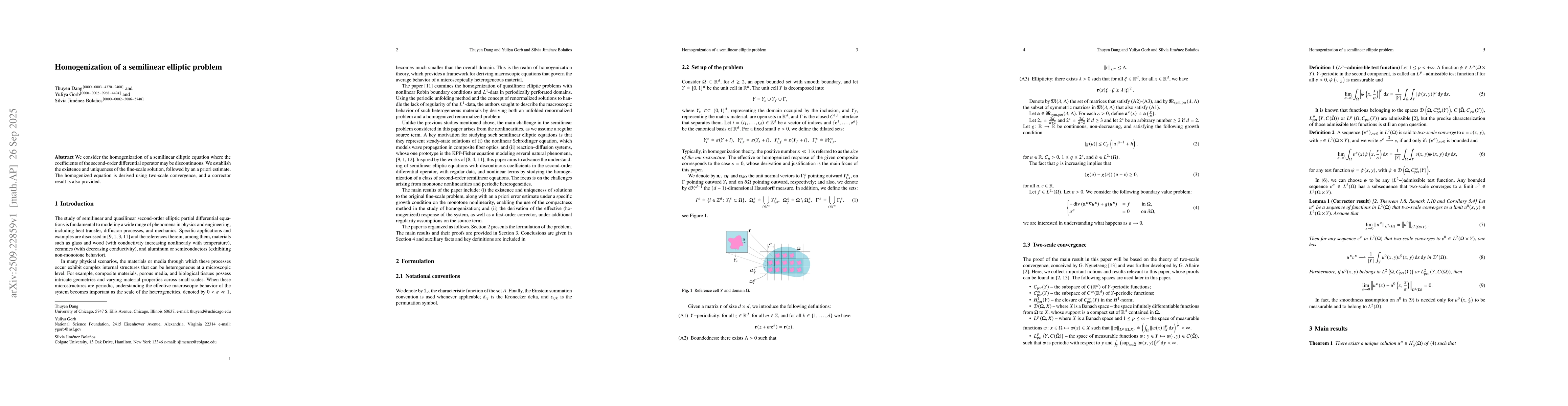 Thumbnail for Homogenization of a semilinear elliptic problem