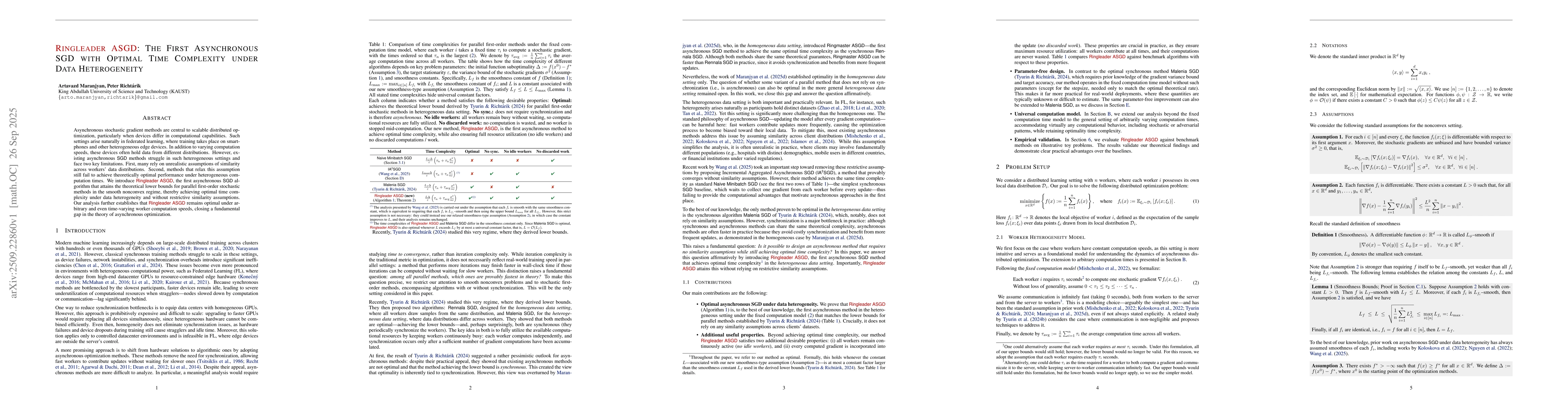 Thumbnail for Ringleader ASGD: The First Asynchronous SGD with Optimal Time Complexity
  under Data Heterogeneity