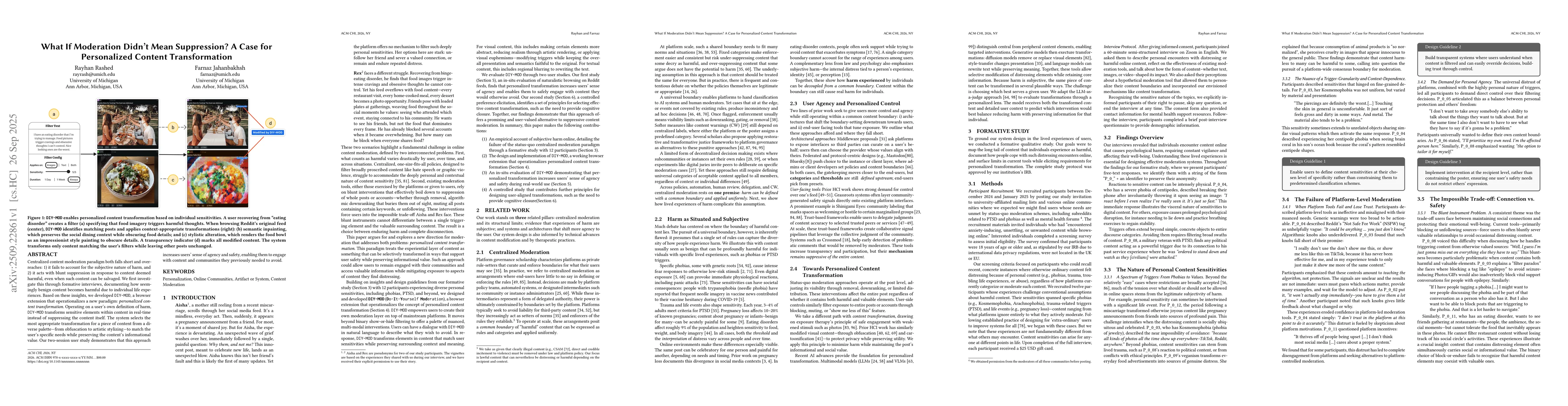 Thumbnail for What If Moderation Didn't Mean Suppression? A Case for Personalized
  Content Transformation