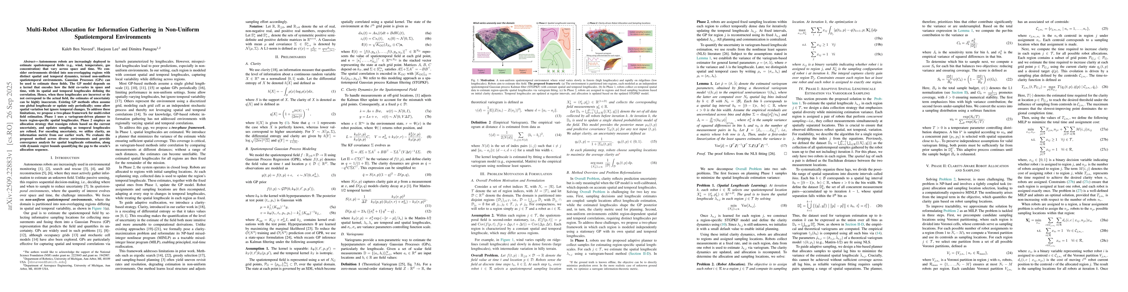 Thumbnail for Multi-Robot Allocation for Information Gathering in Non-Uniform
  Spatiotemporal Environments