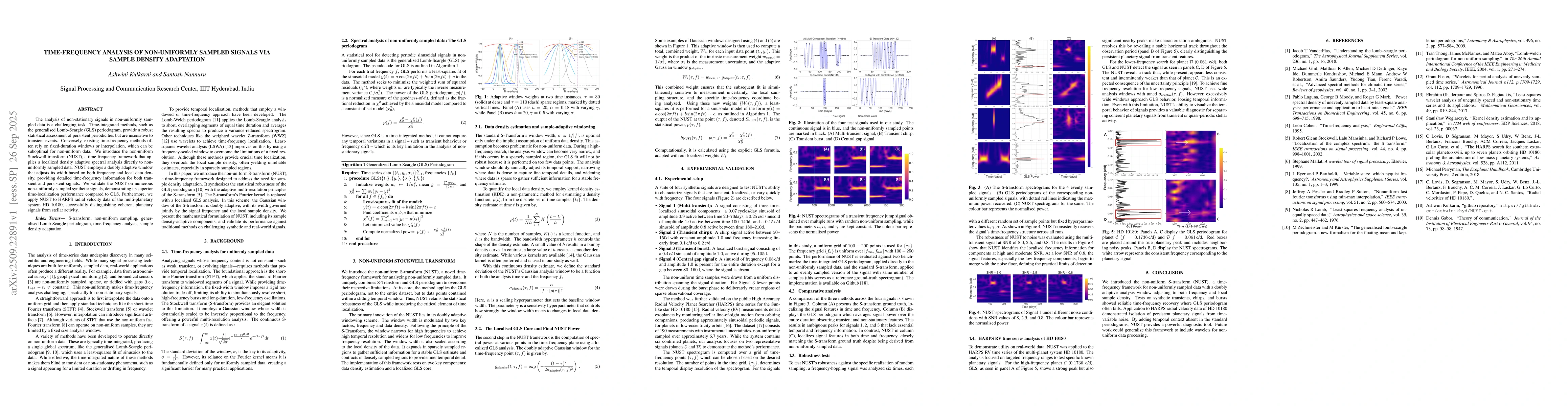 Thumbnail for Time-Frequency Analysis of Non-Uniformly Sampled Signals via Sample
  Density Adaptation