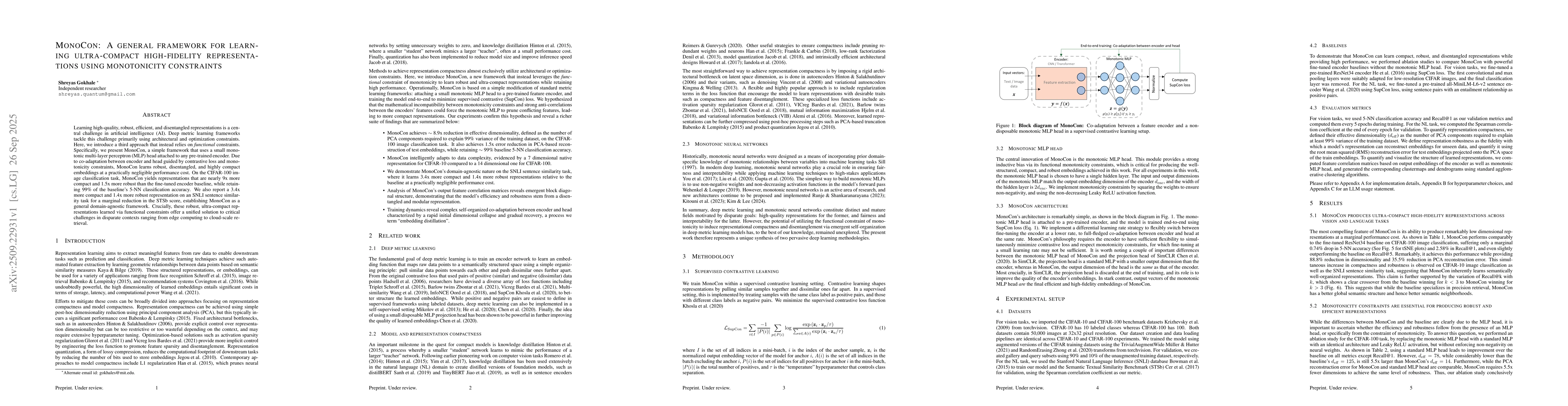Thumbnail for MonoCon: A general framework for learning ultra-compact high-fidelity
  representations using monotonicity constraints