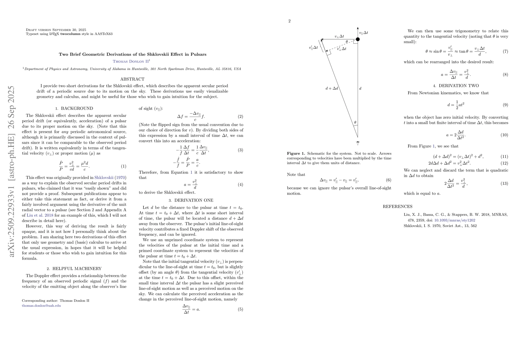 Thumbnail for Two Brief Geometric Derivations of the Shklovskii Effect in Pulsars