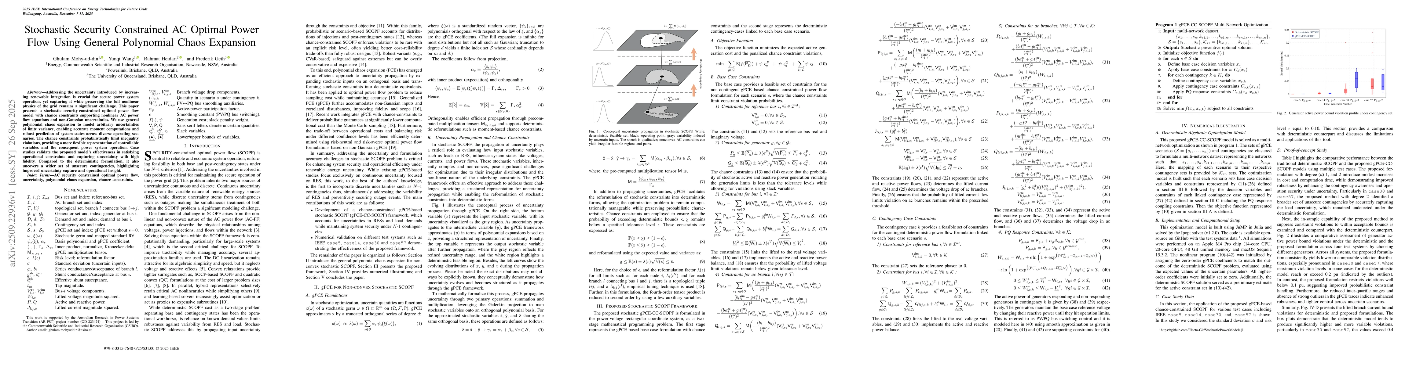 Thumbnail for Stochastic Security Constrained AC Optimal Power Flow Using General
  Polynomial Chaos Expansion