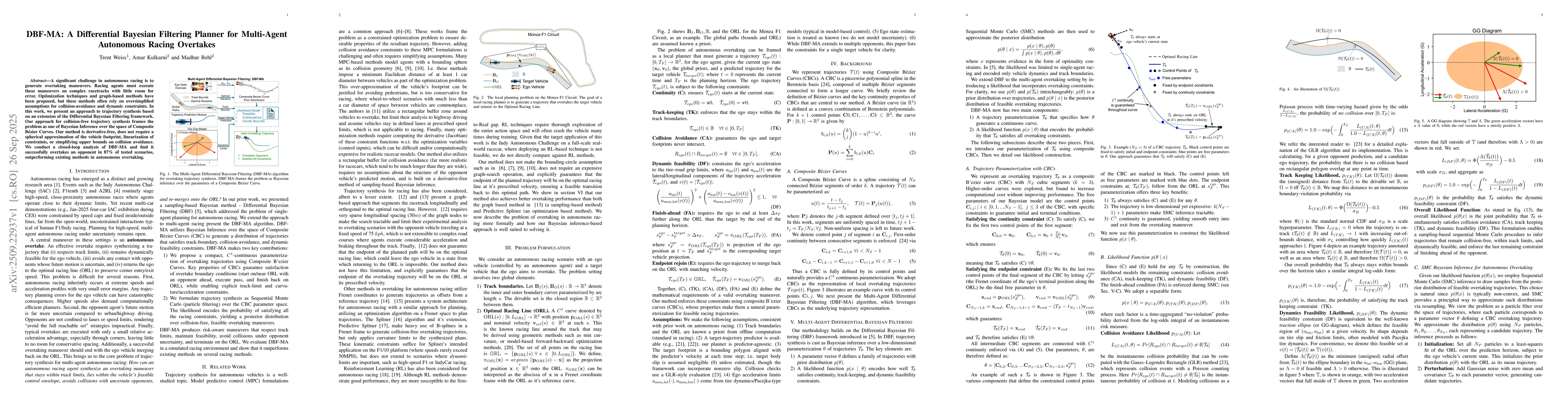 Thumbnail for DBF-MA: A Differential Bayesian Filtering Planner for Multi-Agent
  Autonomous Racing Overtakes