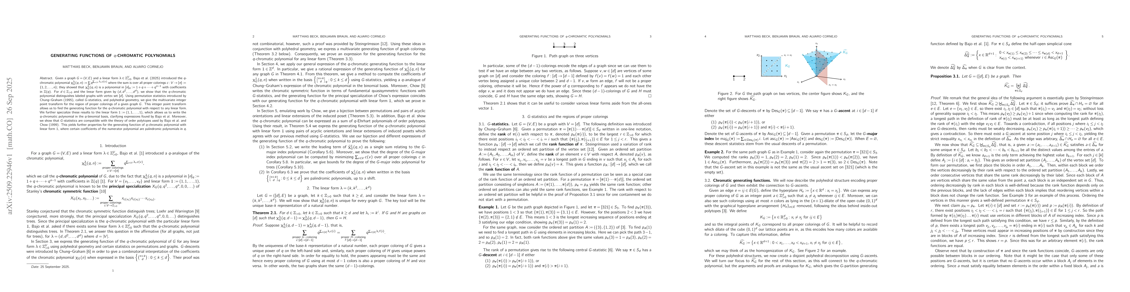 Thumbnail for Generating functions of $q$-chromatic polynomials