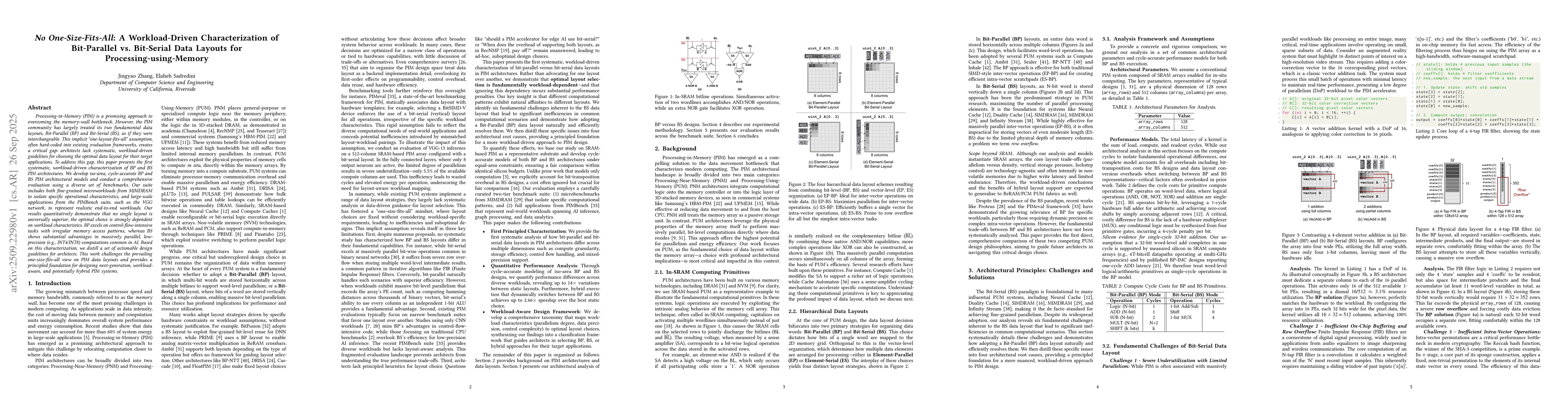 Thumbnail for \textit{No One-Size-Fits-All}: A Workload-Driven Characterization of
  Bit-Parallel vs. Bit-Serial Data Layouts for Processing-using-Memory