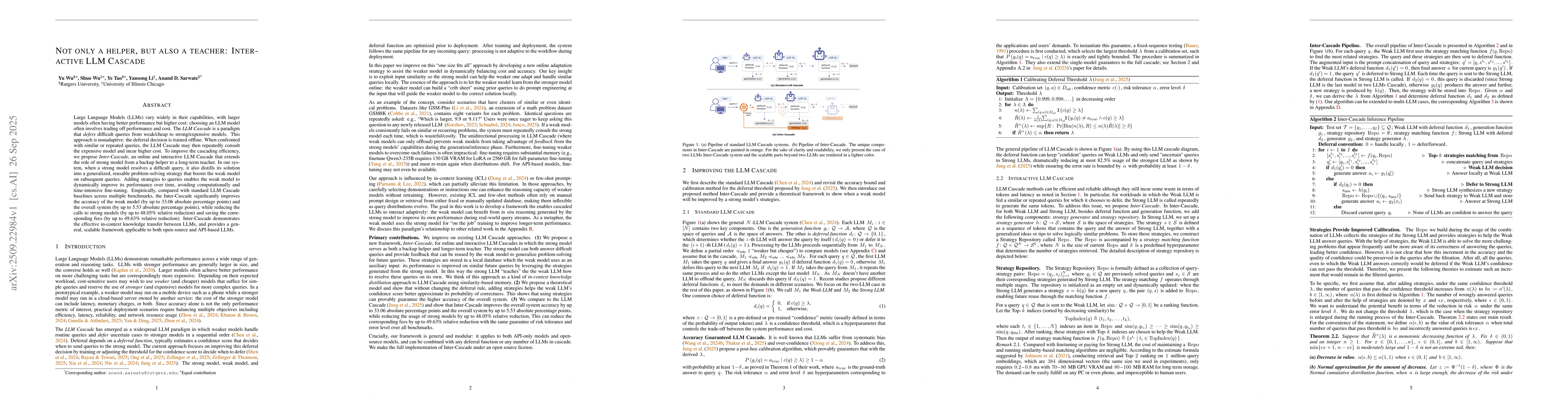 Thumbnail for Not only a helper, but also a teacher: Interactive LLM Cascade