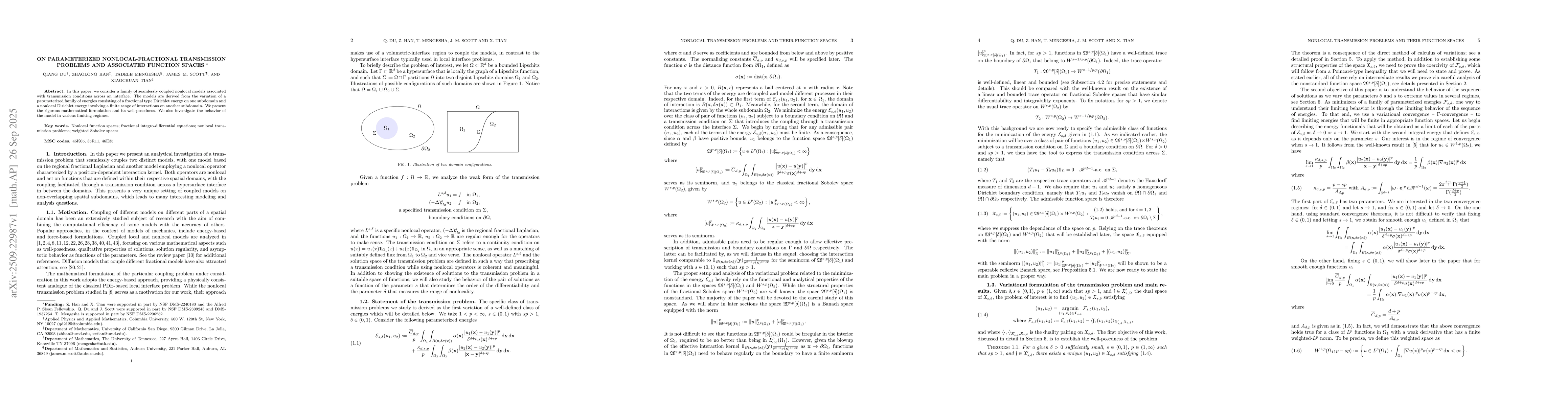 Thumbnail for On parameterized nonlocal-fractional transmission problems and
  associated function spaces
