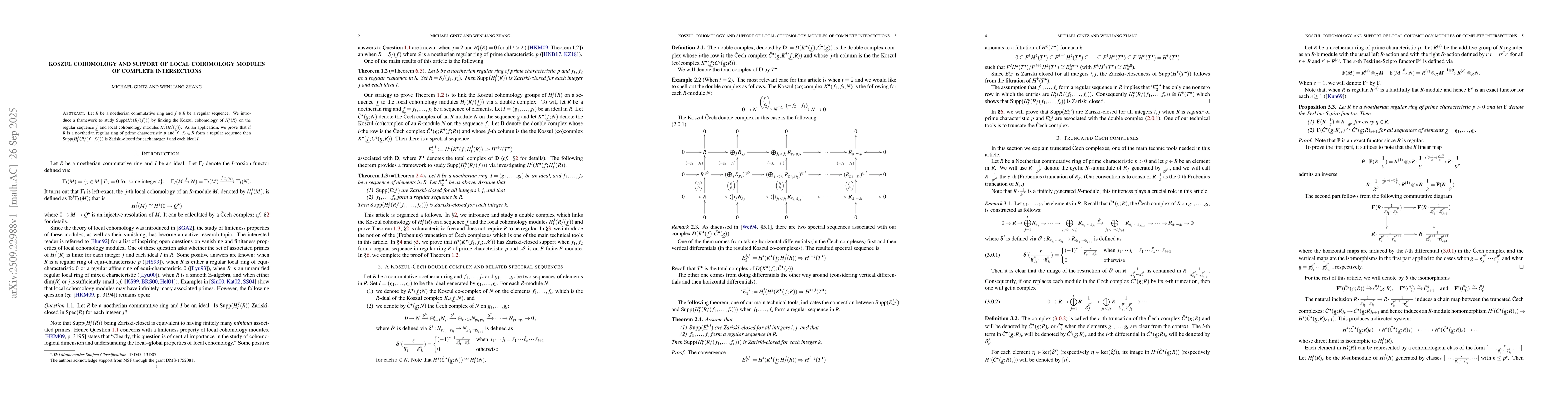 Thumbnail for Koszul cohomology and support of local cohomology modules of complete
  intersections
