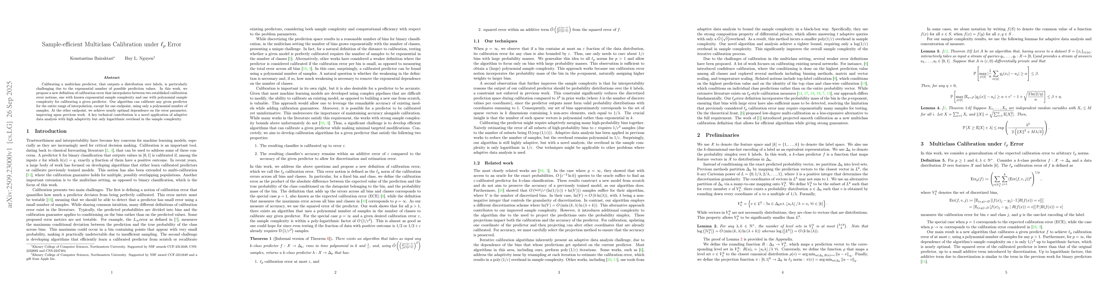 Thumbnail for Sample-efficient Multiclass Calibration under $\ell_{p}$ Error