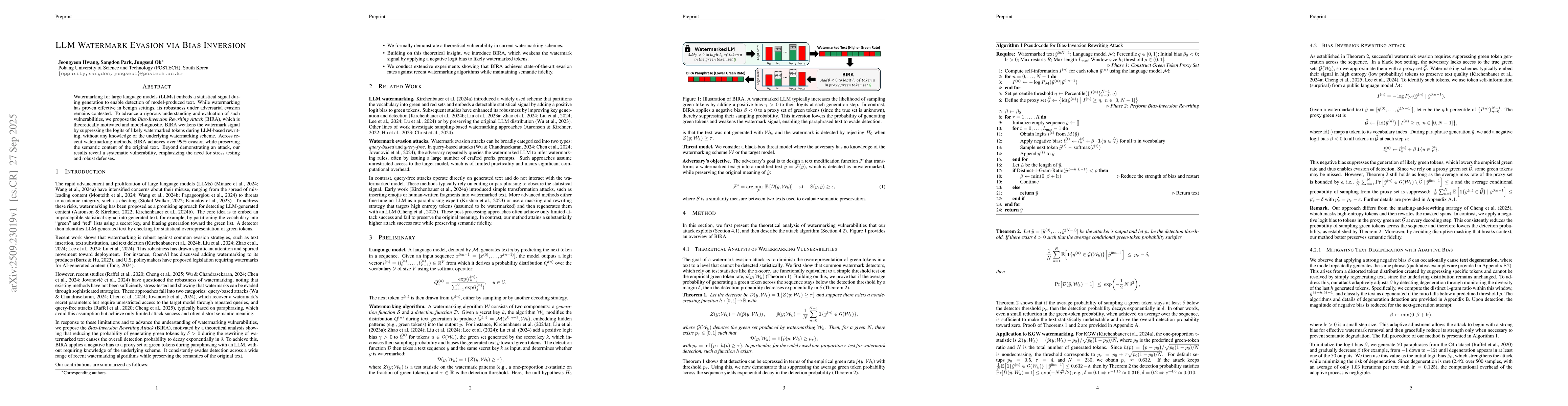 Thumbnail for LLM Watermark Evasion via Bias Inversion