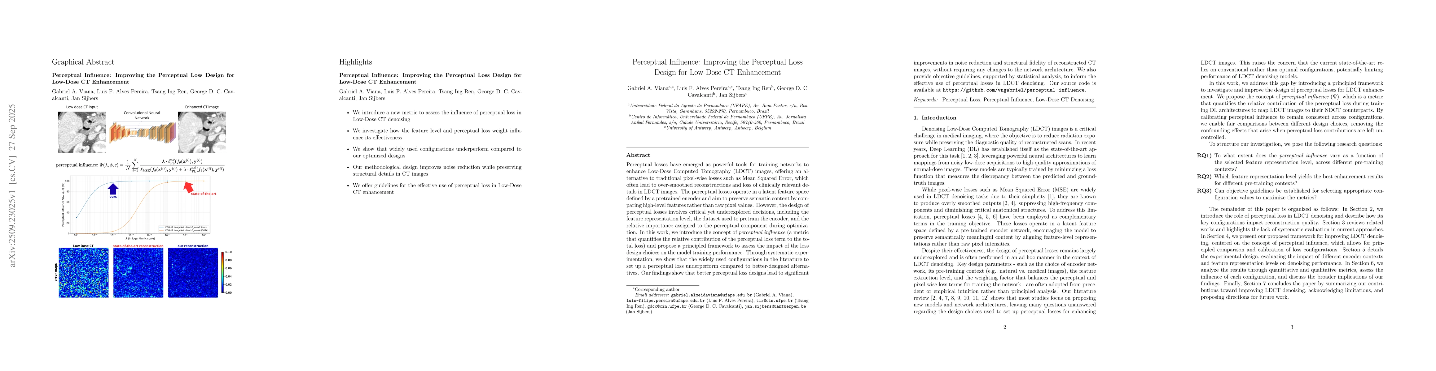 Thumbnail for Perceptual Influence: Improving the Perceptual Loss Design for Low-Dose
  CT Enhancement