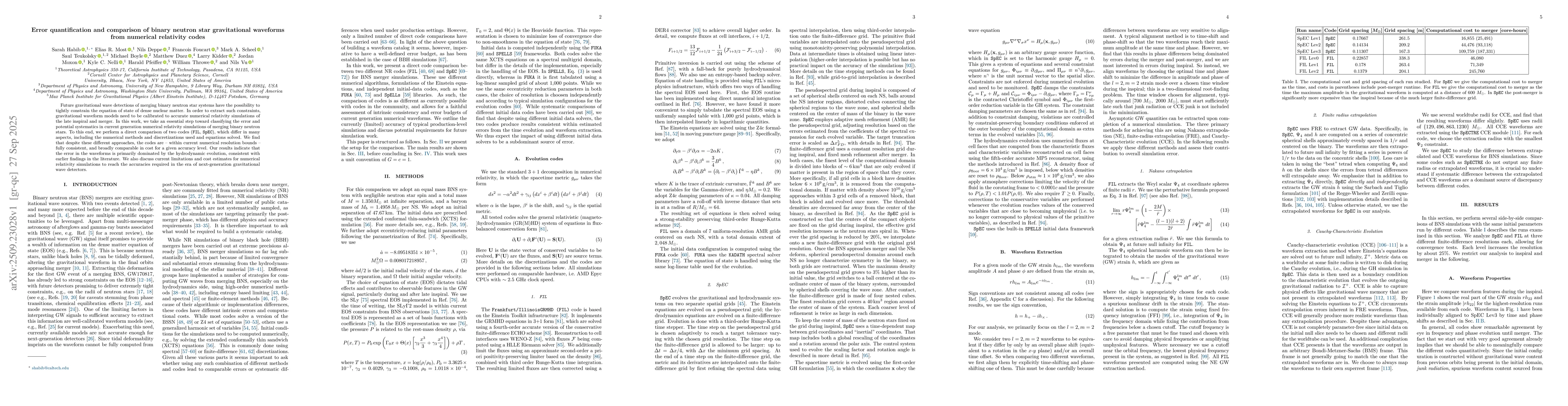 Thumbnail for Error quantification and comparison of binary neutron star gravitational
  waveforms from numerical relativity codes