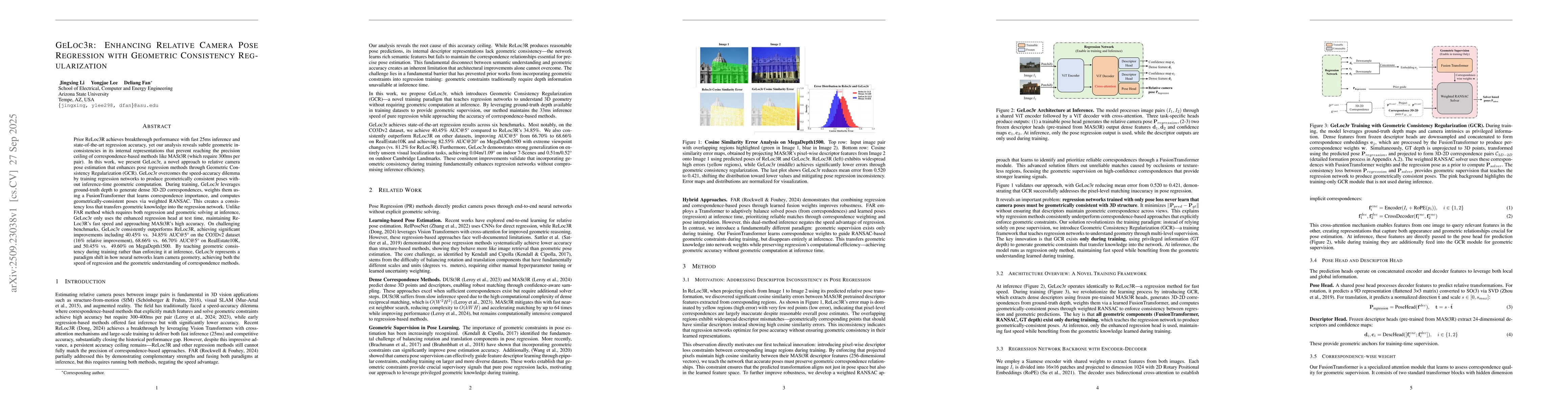 Thumbnail for GeLoc3r: Enhancing Relative Camera Pose Regression with Geometric
  Consistency Regularization