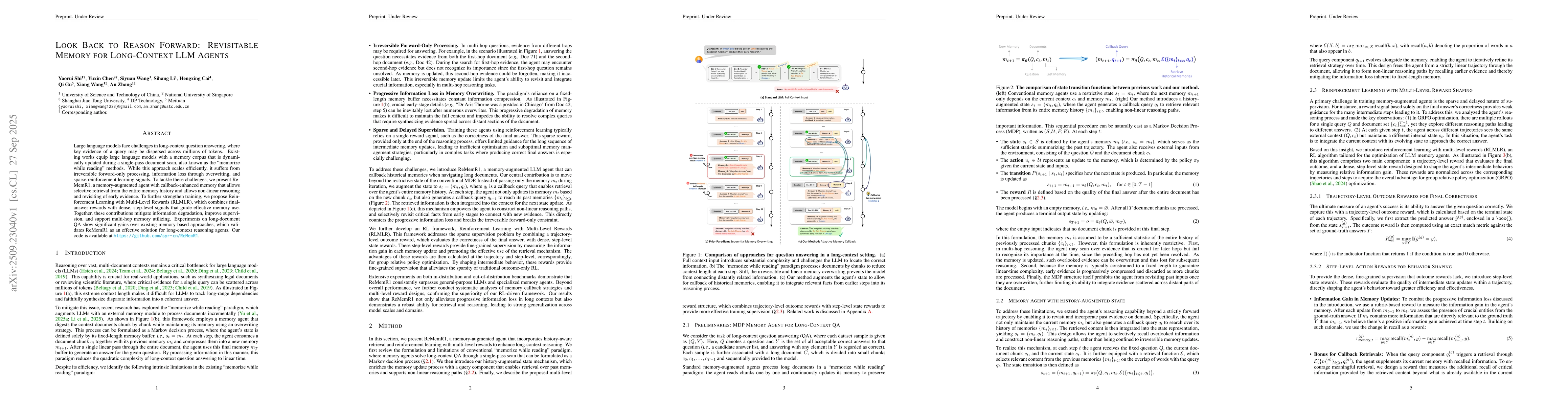 Thumbnail for Look Back to Reason Forward: Revisitable Memory for Long-Context LLM
  Agents