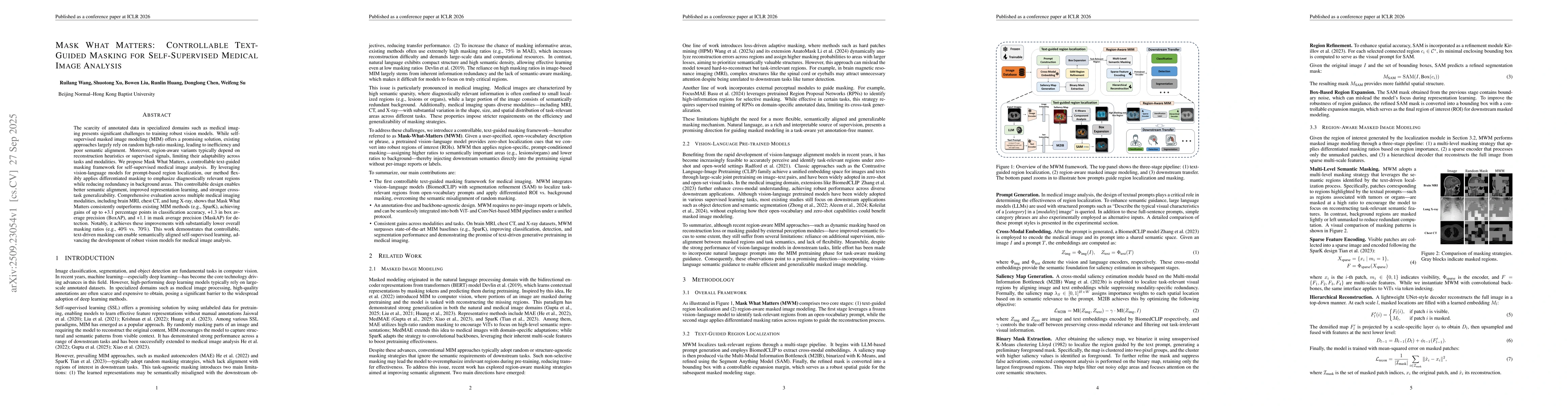 Thumbnail for Mask What Matters: Controllable Text-Guided Masking for Self-Supervised
  Medical Image Analysis