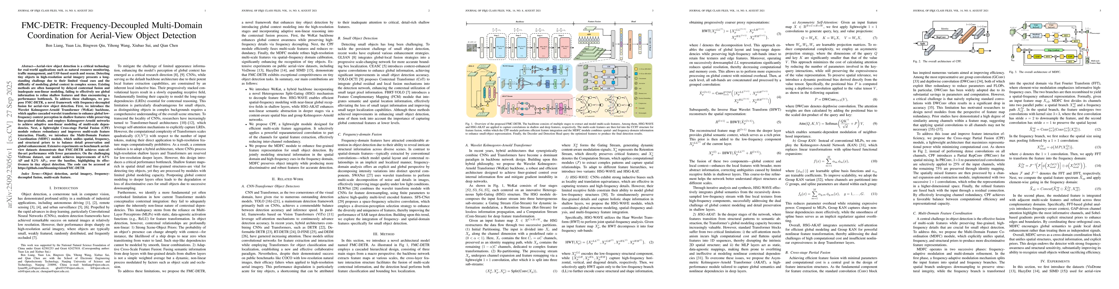 Thumbnail for FMC-DETR: Frequency-Decoupled Multi-Domain Coordination for Aerial-View
  Object Detection