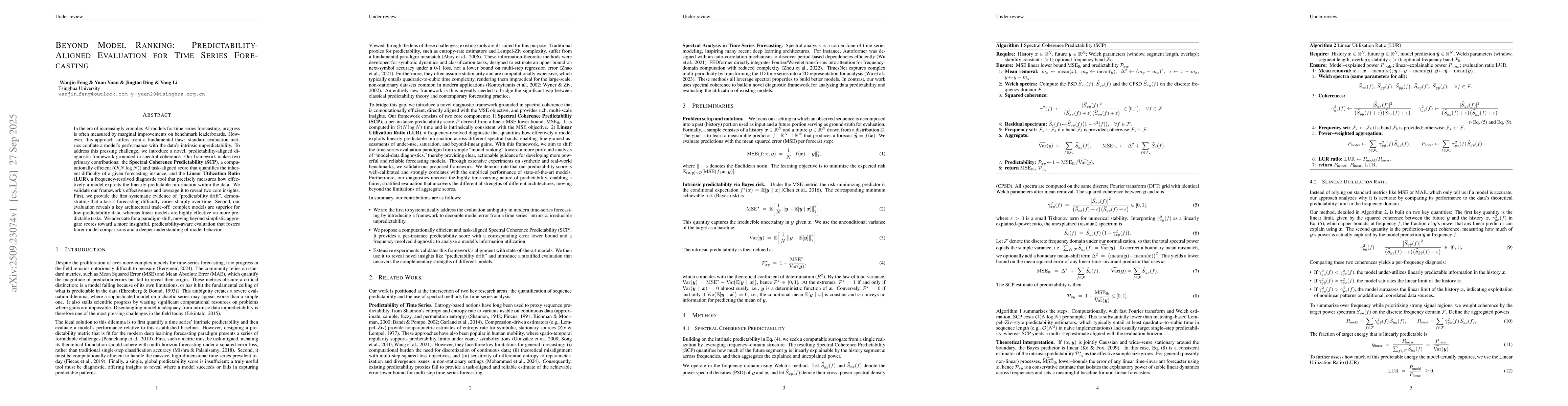 Thumbnail for Beyond Model Ranking: Predictability-Aligned Evaluation for Time Series
  Forecasting