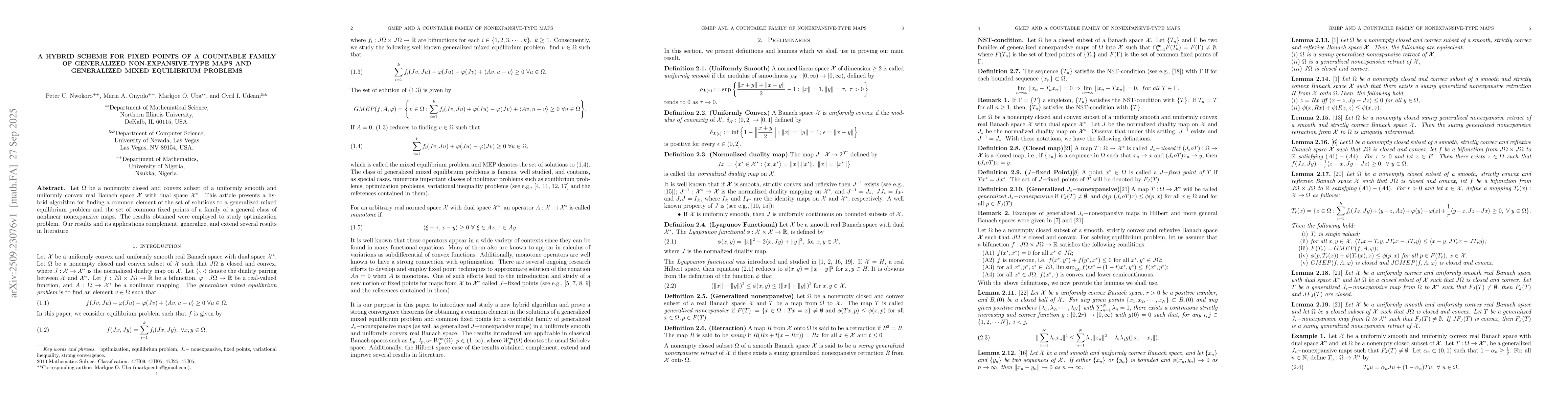 Thumbnail for A hybrid scheme for fixed points of a countable family of generalized
  non-expansive-type maps and generalized mixed equilibrium problems
