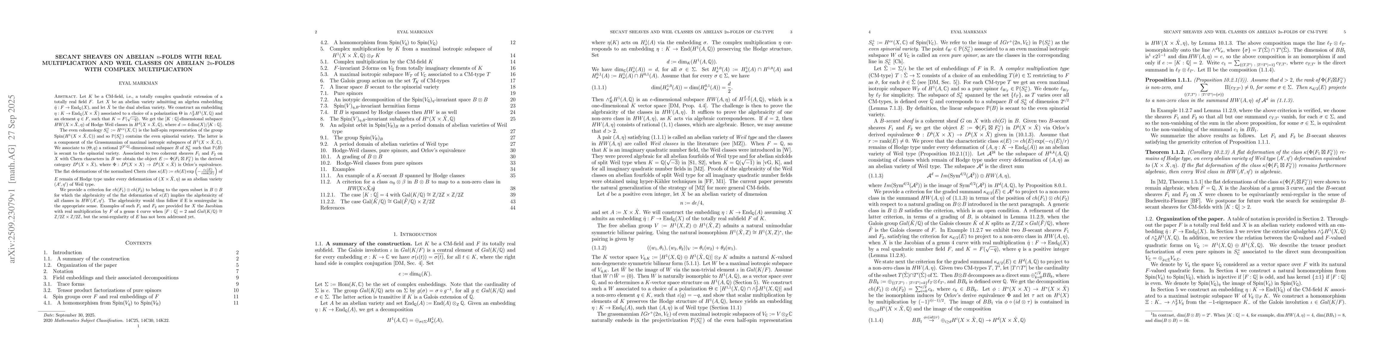Thumbnail for Secant sheaves on abelian n-folds with real multiplication and Weil
  classes on abelian 2n-folds with complex multiplication