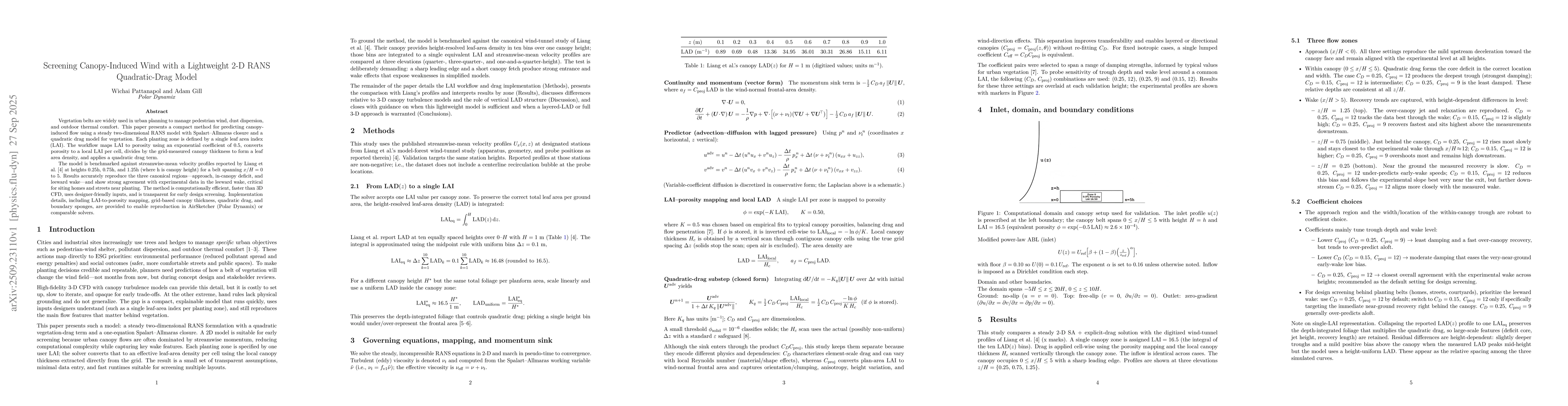 Thumbnail for Screening Canopy-Induced Wind with a Lightweight 2-D RANS Quadratic-Drag
  Model