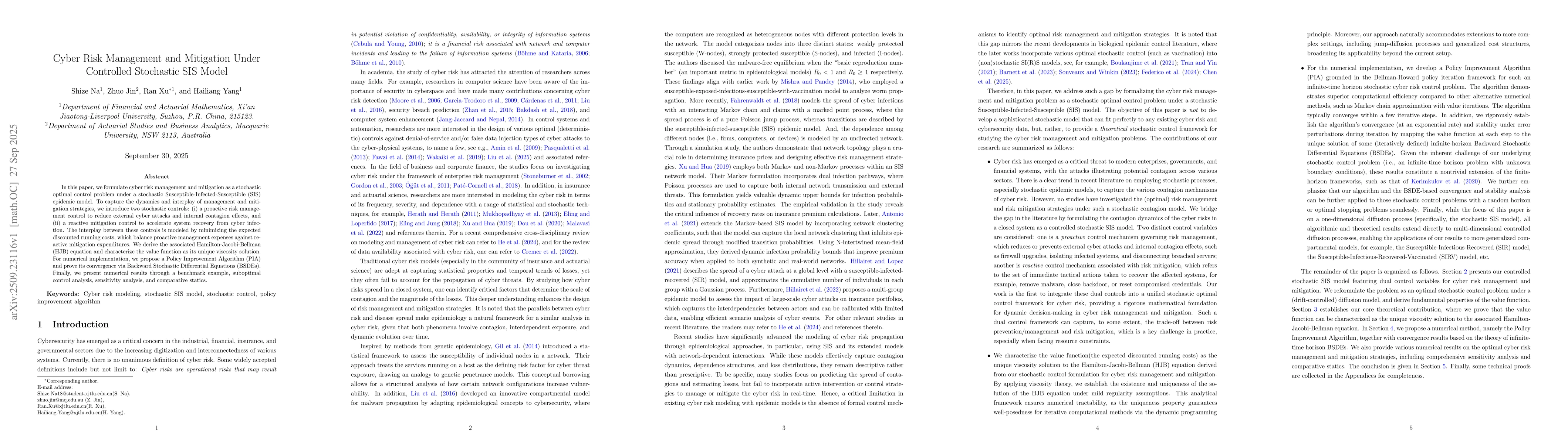 Thumbnail for Cyber Risk Management and Mitigation Under Controlled Stochastic SIS
  Model